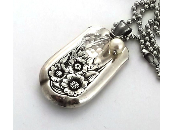 April 1950 Sunflower Silverware Pendant Or Necklace