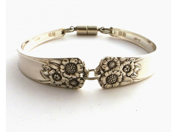 Sunflower Spoon Bracelet April 1950 Vintage Silverware All Sizes