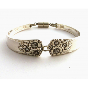 Sunflower Spoon Bracelet April 1950 Vintage Silverware All Sizes
